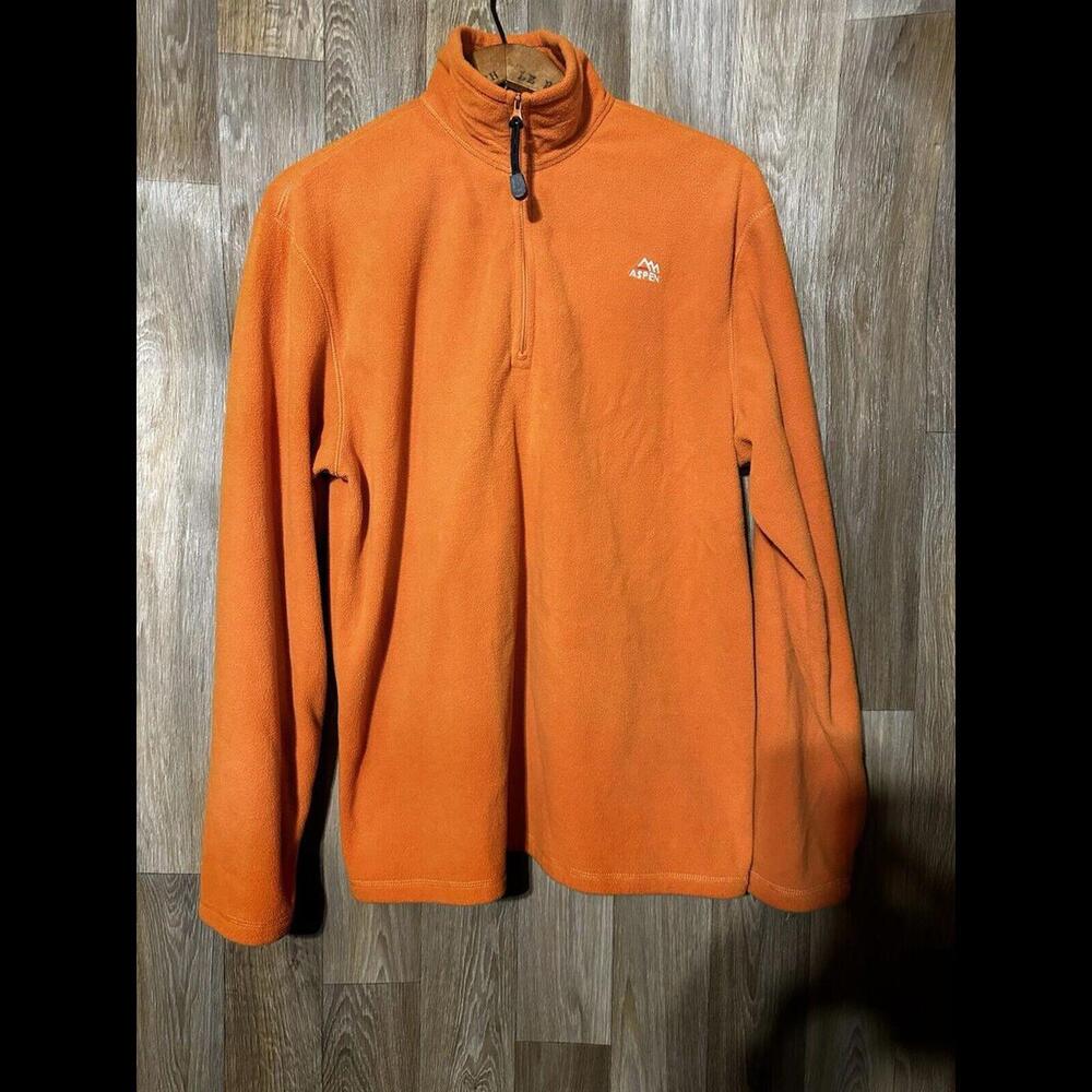 Aspen Colorado Men’s Fleece Sweater 1/4 Zip Orange Sz Large